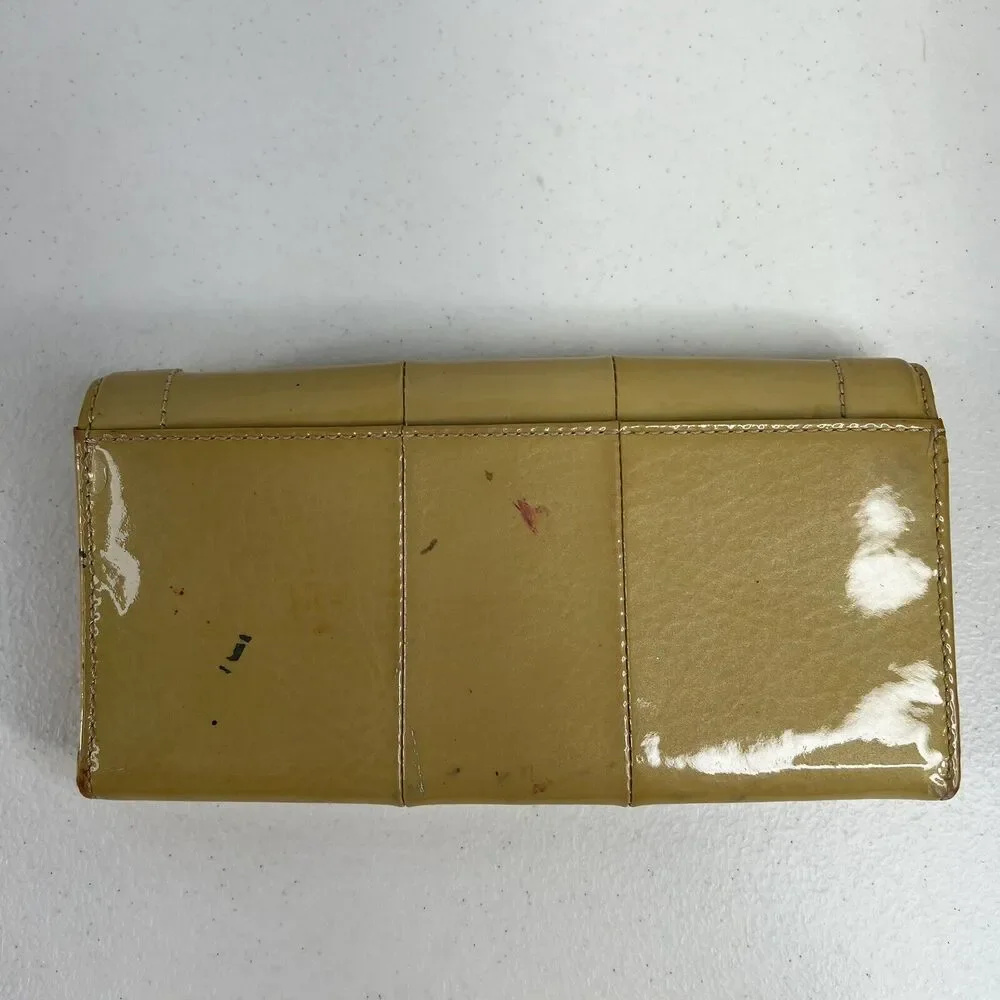 Coach Kristin Envelope Yellow Patent Leather‎ Flap Wallet Clutch ID Checkbook
